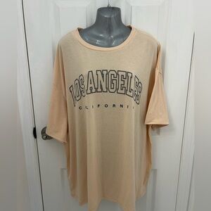 Oversized, Soft, Cream/Peach Los Angeles T-Shirt, Sz 4XL